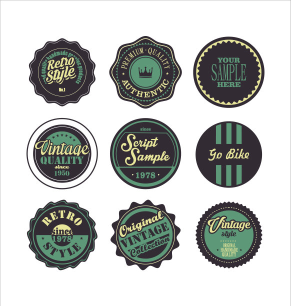 复古标签紫色和绿色设置2图片下载