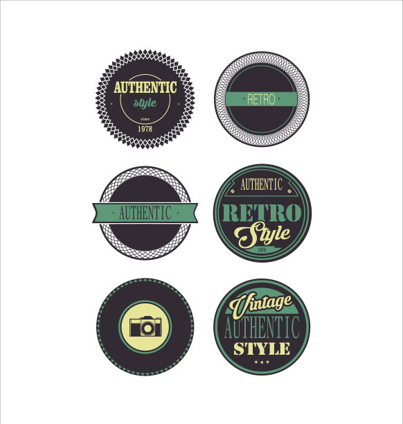 复古标签紫色和绿色组3图片下载