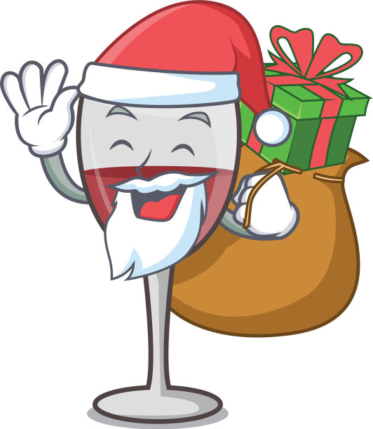 圣诞老人用卡通造型的礼物酒吉祥物图片下载