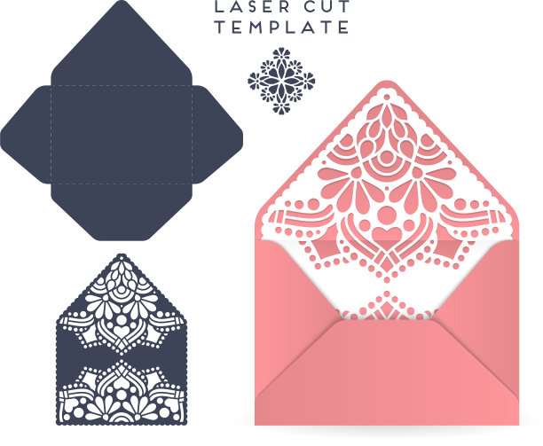 婚礼贺卡激光切割模板图片下载