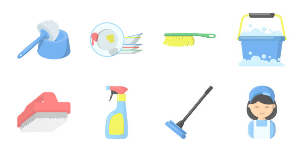 清洁和女保洁员图标集合图片下载