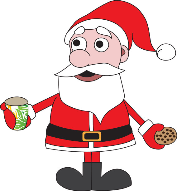 圣诞老人拿着一杯牛奶图片下载