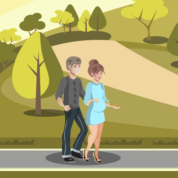 幸福夫妻和孕妇的概念图片下载