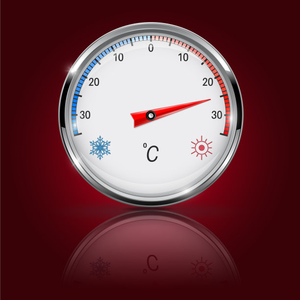 温度计在红色背景反射图片下载