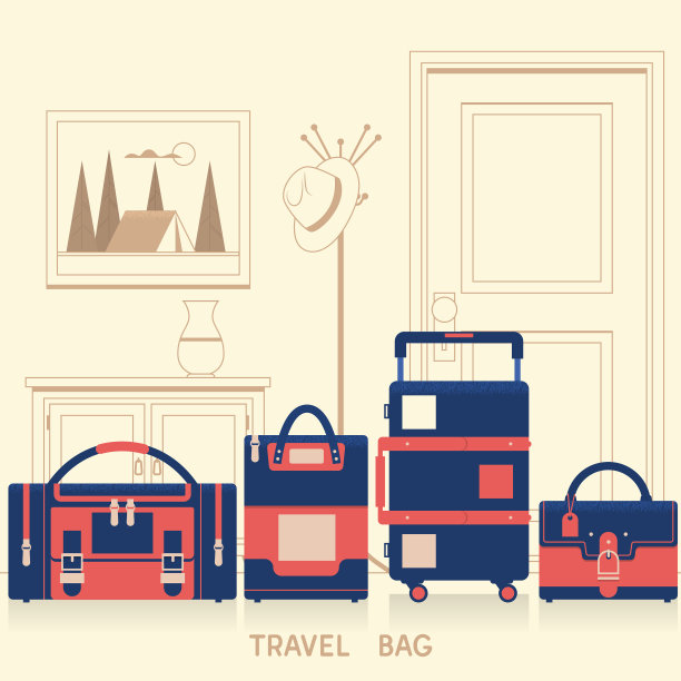 为旅行设计的扁平旅行袋图片下载