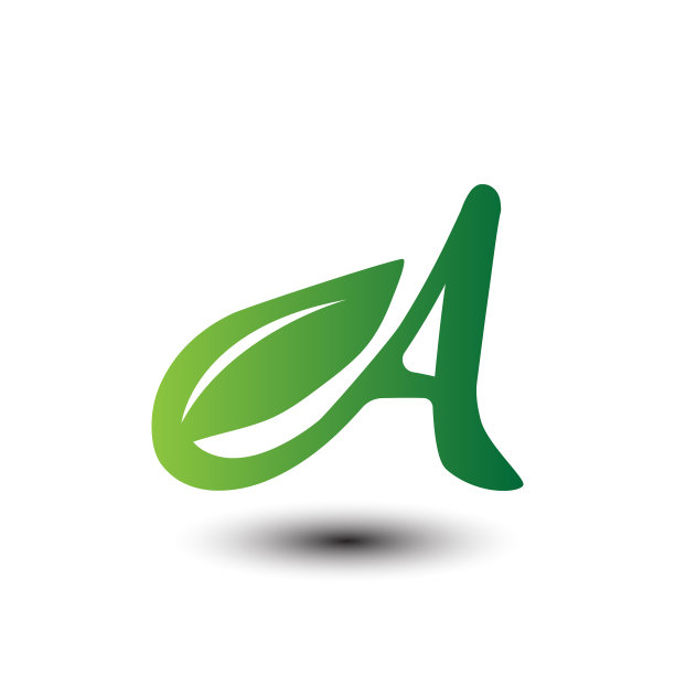 一个绿色的叶子字母生态标志图片下载