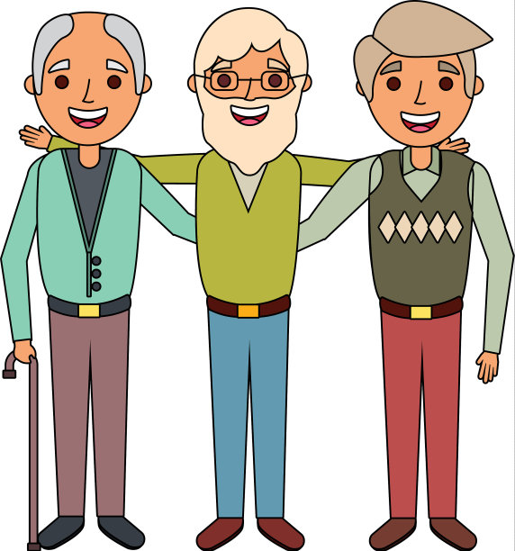 三位老人一起拥抱快乐的人们图片下载