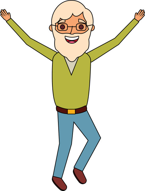 老人快乐的爷爷举起手来图片下载
