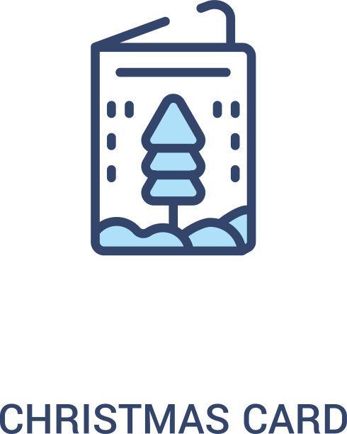 圣诞贺卡概念2彩色图标简单线条图片下载