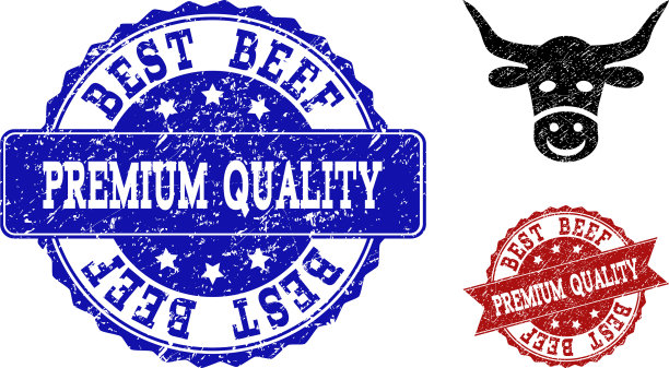 微笑牛头遇险图标和印章图片下载