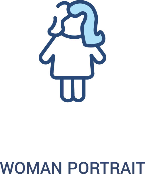 女人肖像概念2彩色图标简单线条图片下载