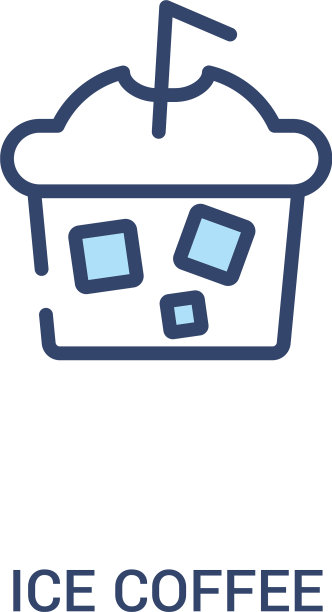冰咖啡概念2彩色图标简单线条图片下载