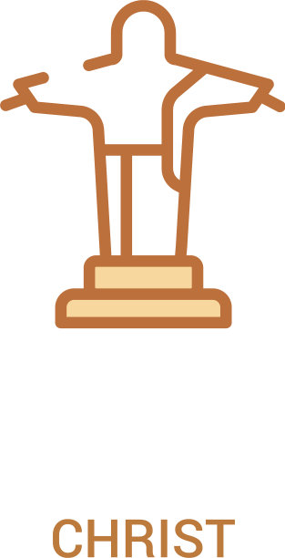 基督概念2彩色图标简单的线元素图片下载