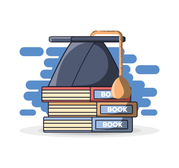 毕业帽放在书堆上图片下载