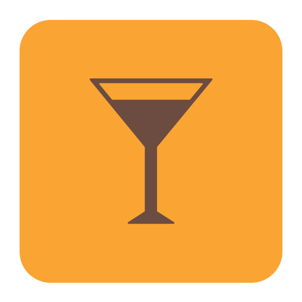 鸡尾酒杯标志与马提尼伏特加图标图片下载