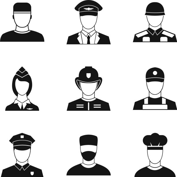 军官图标设置简单的风格图片下载