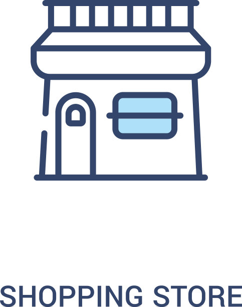 购物店概念2彩色图标简单线条图片下载