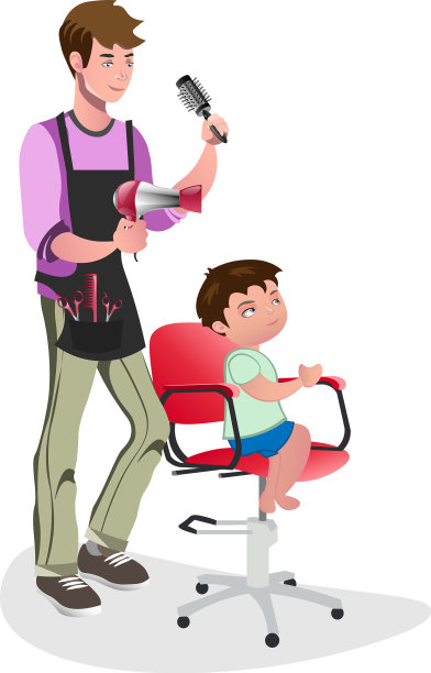 儿童理发师与小男孩图片下载