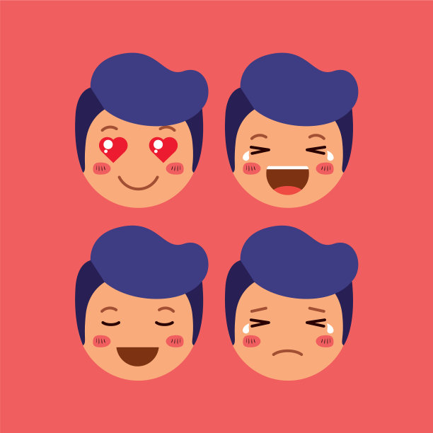 小男孩的表情设置卡哇伊的角色图片下载