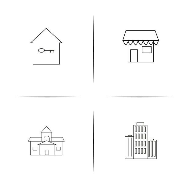 建筑和建筑简单的线性图标图片下载