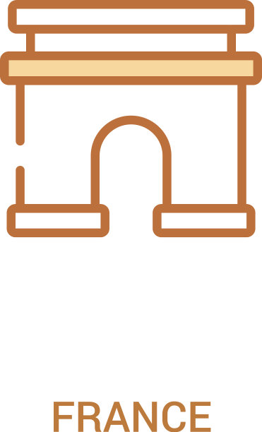 法国概念2彩色图标简单的线条元素图片下载