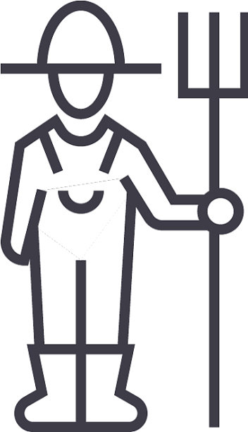 男性农民用干草叉线形标志符号图片下载