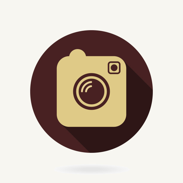 相机平面图标与长阴影图片下载