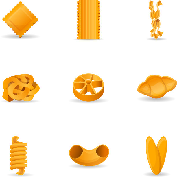 美味的意大利面图标设置卡通风格图片下载