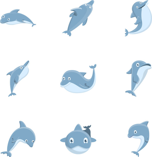 快乐海豚图标设置卡通风格图片下载