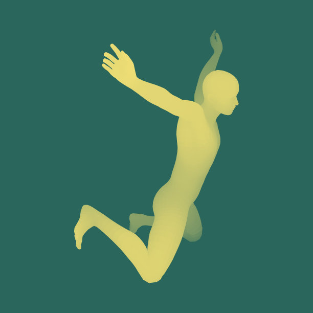跳跃男子三维模型的男子运动符号图片下载