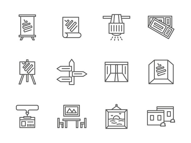 展厅黑线图标设置图片下载