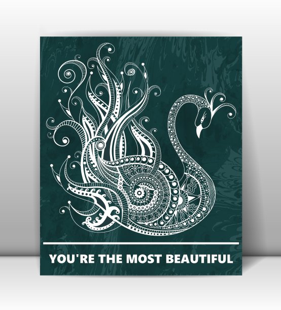 贺卡与美丽的天鹅摘要图片下载