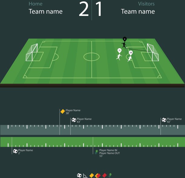 带有一组信息图表元素的足球场图片下载