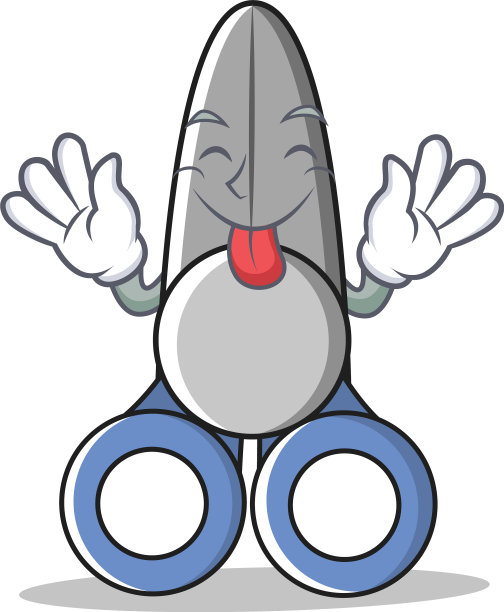 舌头伸出剪刀人物卡通风格图片下载