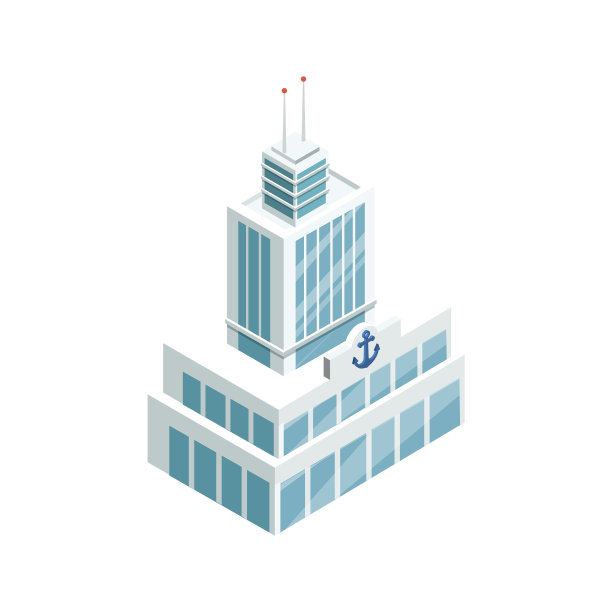 海港建筑等距三维元素图片下载