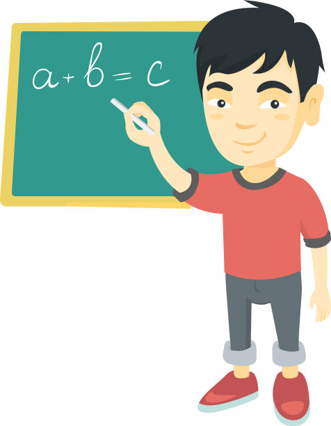 亚洲学生在黑板上写字图片下载