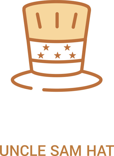 山姆大叔帽子概念2彩色图标简单线条图片下载