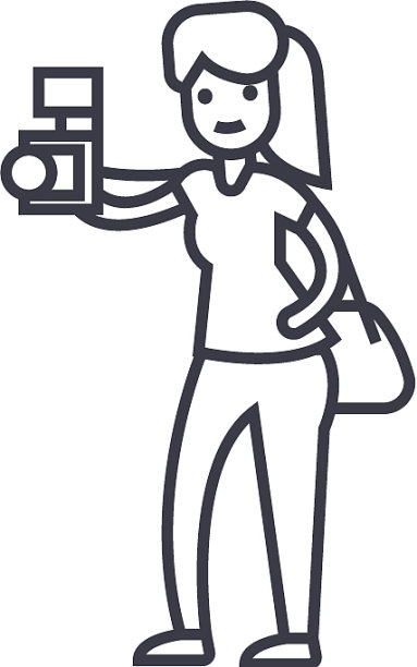 女人拿着一个图片线图标标志图片下载