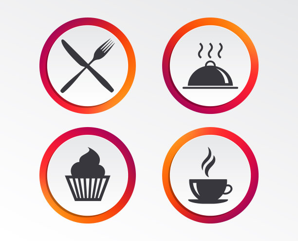 食物图标松饼纸杯蛋糕符号叉刀图片下载