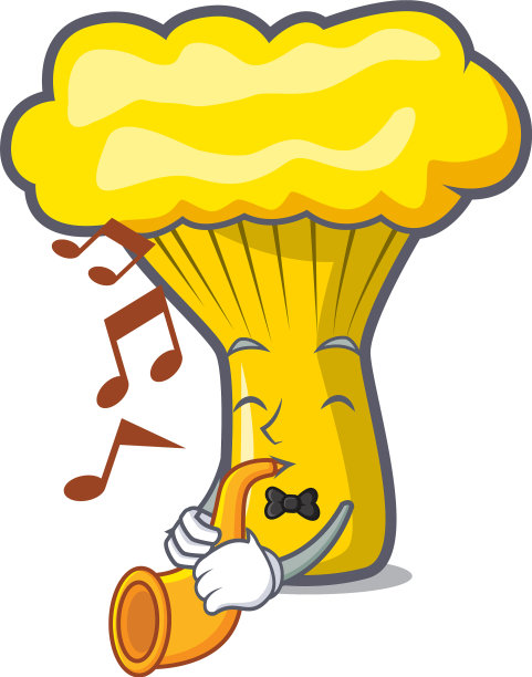 与喇叭鸡油菌卡通吉祥物图片下载