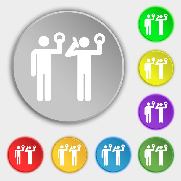 彩色的图标和标志的形式的一个按钮图片下载