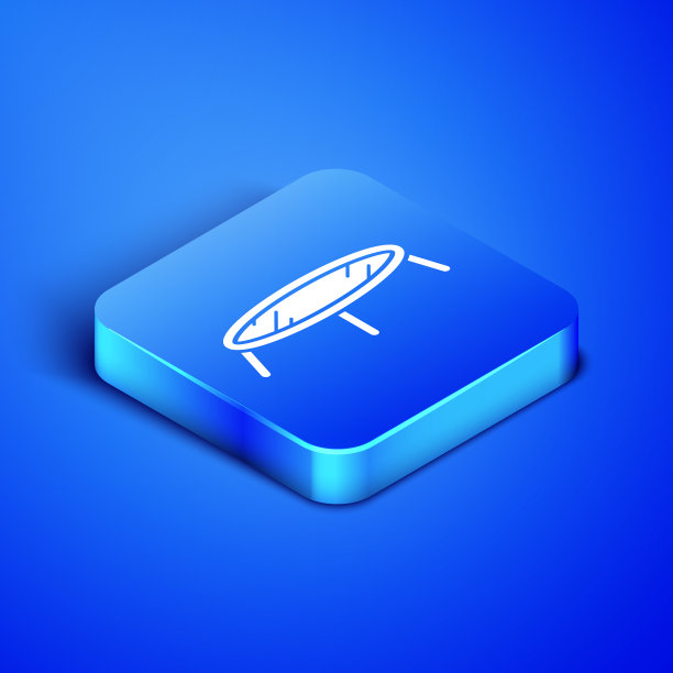 等距跳跃蹦床图标孤立在蓝色图片下载