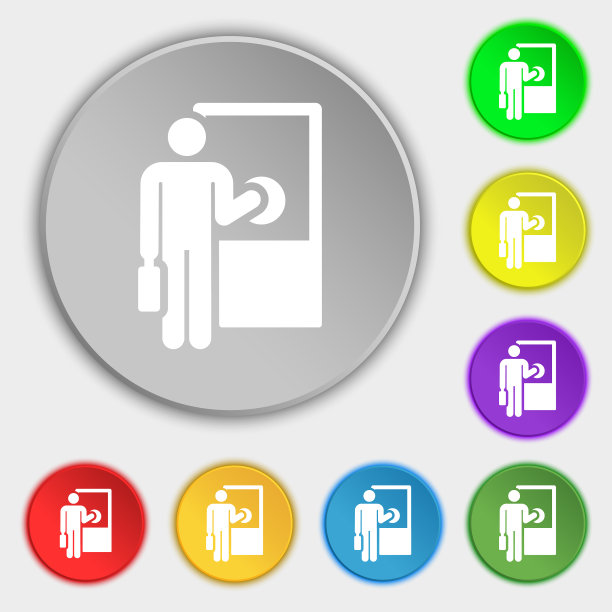 彩色的图标和标志的形式的一个按钮图片下载