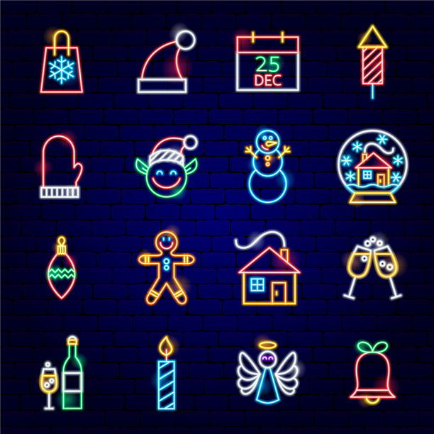 圣诞节氖图标图片下载