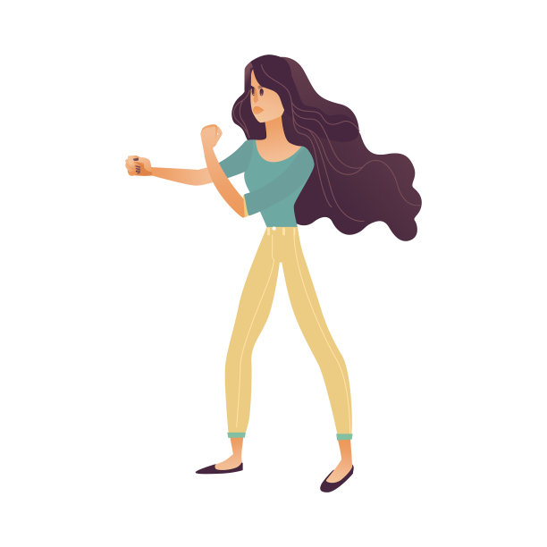 愤怒的年轻女子准备战斗图片下载