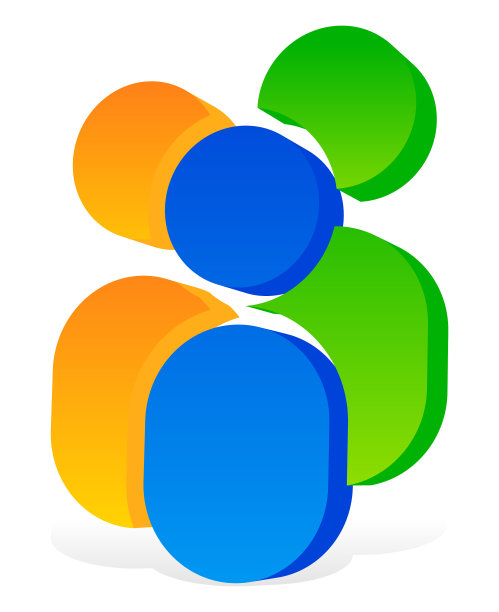 图标与3人的象形图-彩色的3d图标图片下载