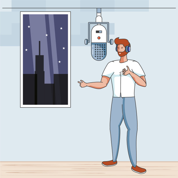 拿着麦克风和耳机的年轻人图片下载