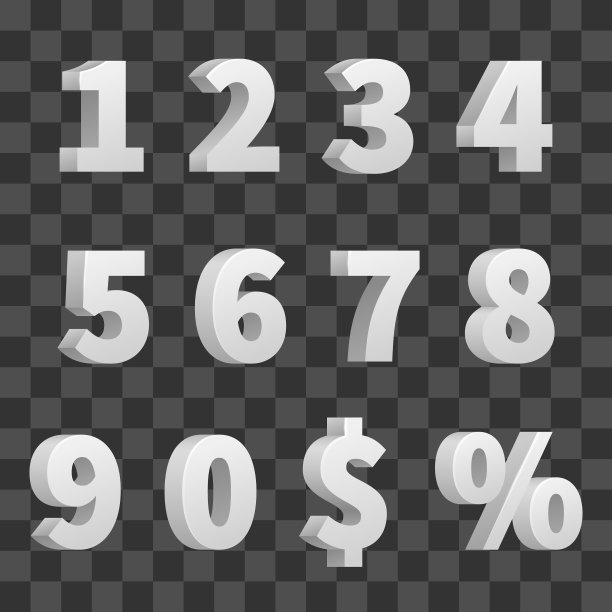 3D数字，透明背景图片下载