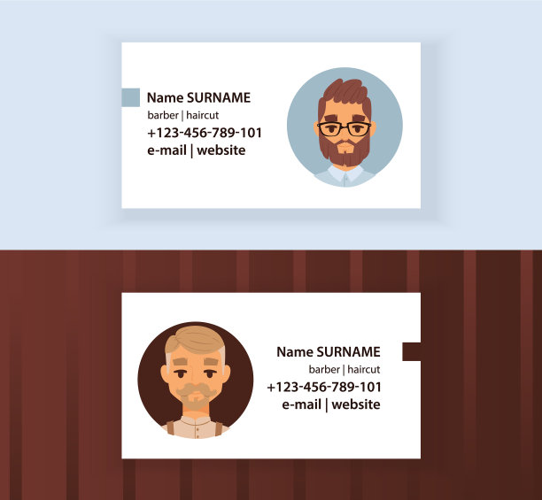 时髦的理发店名片设计模板图片下载