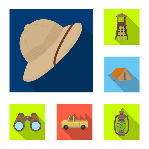 非洲狩猎扁平图标集合图片下载